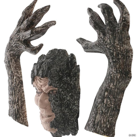 RADYAN 3-Piece Creepy Living Tree Decoration Set with Head and Arms shown in a clear product image