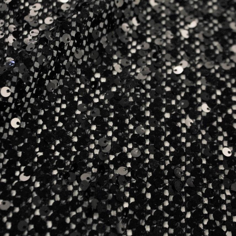 Crescendo Stretch Netting Sequin Nylon Spandex Fabric - Black, Ivory, Magenta, Pine, Navy, Chocolate, 56" Width (1 Yard)