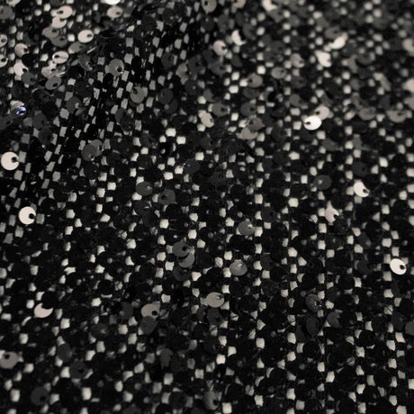 Crescendo Stretch Netting Sequin Nylon Spandex Fabric - Black, Ivory, Magenta, Pine, Navy, Chocolate, 56" Width (1 Yard)