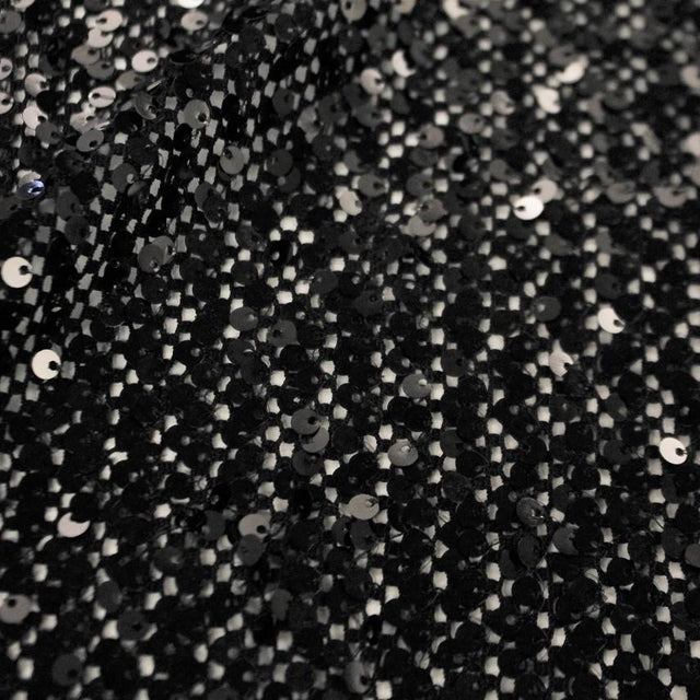 Crescendo Stretch Netting Sequin Nylon Spandex Fabric - Black, Ivory, Magenta, Pine, Navy, Chocolate, 56" Width (1 Yard)