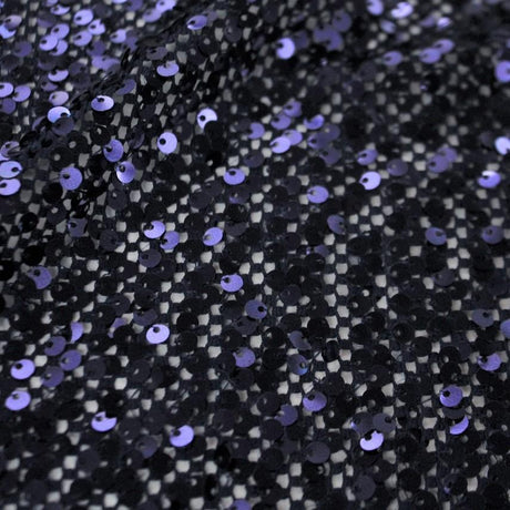 Crescendo Stretch Netting Sequin Nylon Spandex Fabric - Black, Ivory, Magenta, Pine, Navy, Chocolate, 56" Width (1 Yard)