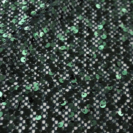 Crescendo Stretch Netting Sequin Nylon Spandex Fabric - Black, Ivory, Magenta, Pine, Navy, Chocolate, 56" Width (1 Yard)