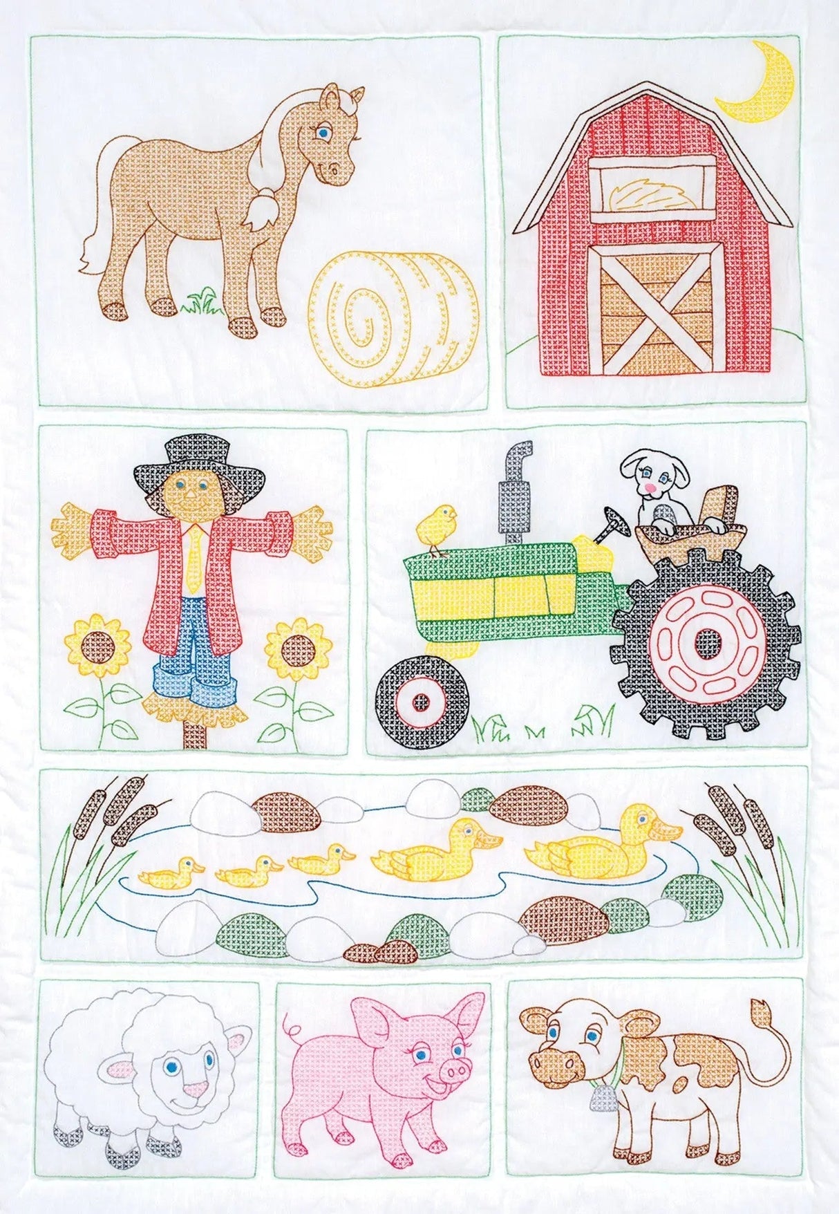 Cotton Poly Broadcloth Crib Quilt Top Barn