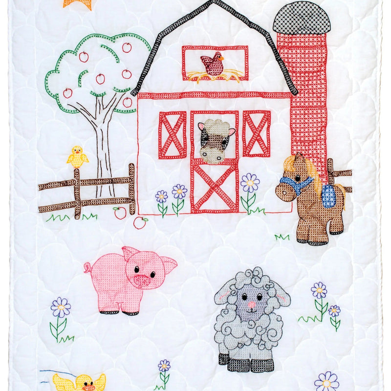 Cotton Poly Broadcloth Crib Quilt Top Farm Friends