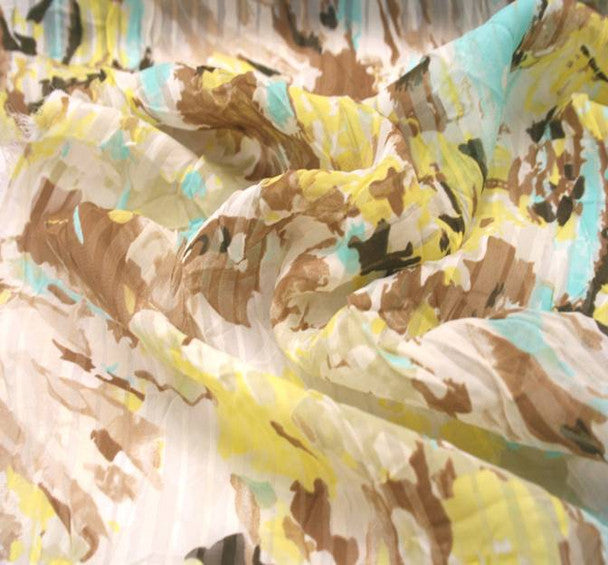 1 Yard Shadow Stripe Chiffon Sheer Lightweight Polyester Fabric, Width 53"