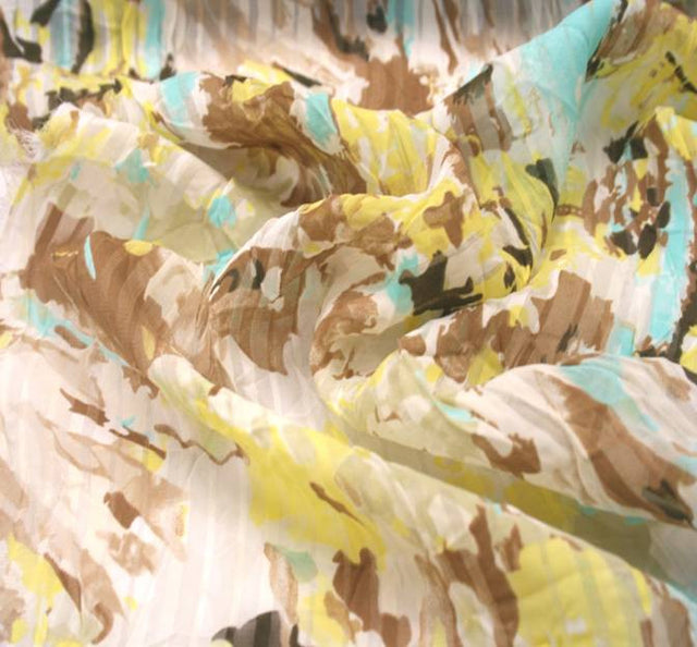 Shadow Stripe Chiffon Polyester Fabric - Color 009, Shadow Crinkled Texture, 53" Width (1 Yard)