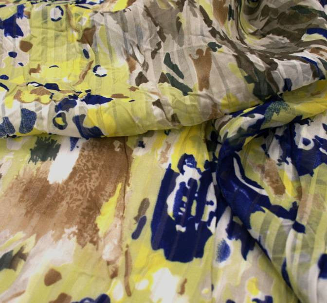 Shadow Stripe Chiffon 100 Percent Polyester Fabric - Color 011, Shadow Crinkled Texture, 53" Width (1 Yard)