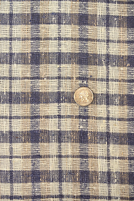 1 Yard Dusk Pure Linen Rustic Plaid 3-Tone Mesh Fabric Midweight 60 Inch Width