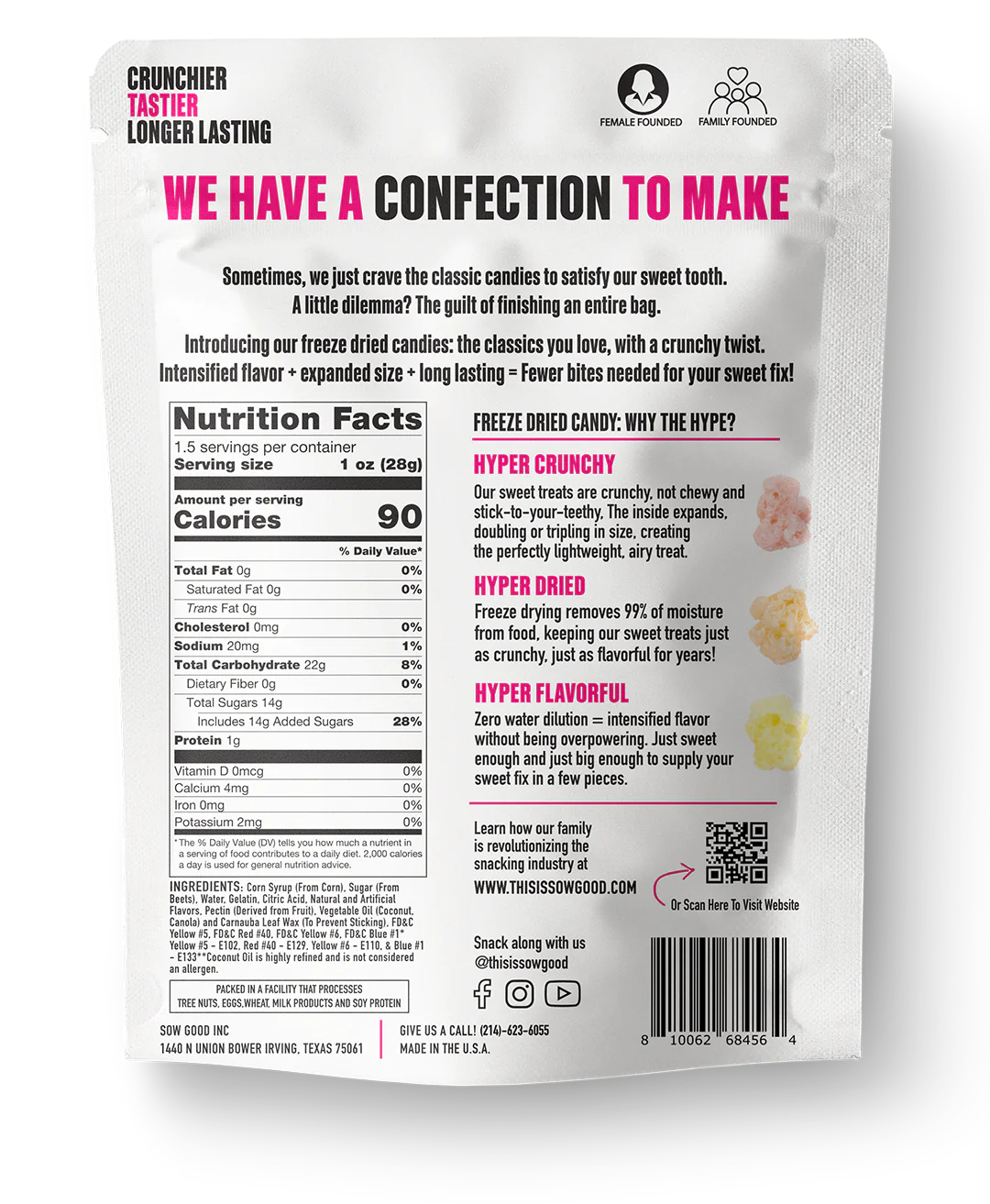 Sow Good Candy FREEZE DRIED Gummy CRUNCHY BEARS
