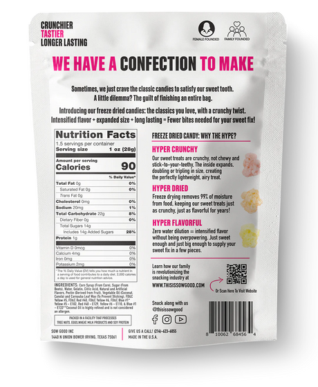 Sow Good Candy FREEZE DRIED Gummy CRUNCHY BEARS