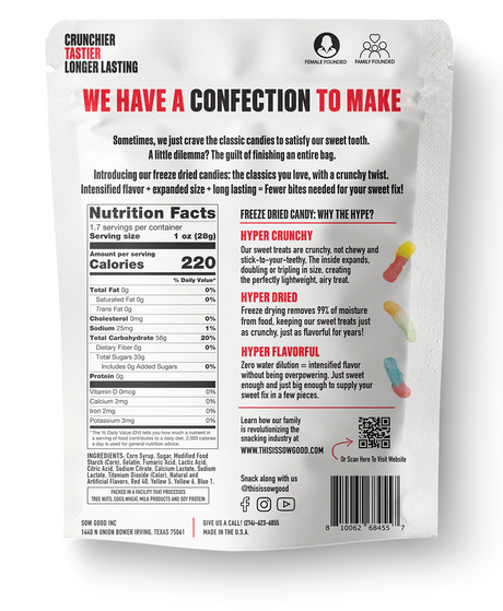 Sow Good Candy FREEZE DRIED Gummy Crunchy Worms