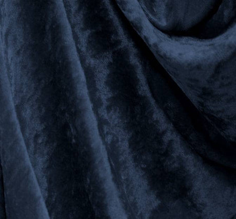 Crushed Panne Velour Marino Polyester Fabric - Dark Navy, Crushed Velour, 58/60" Width