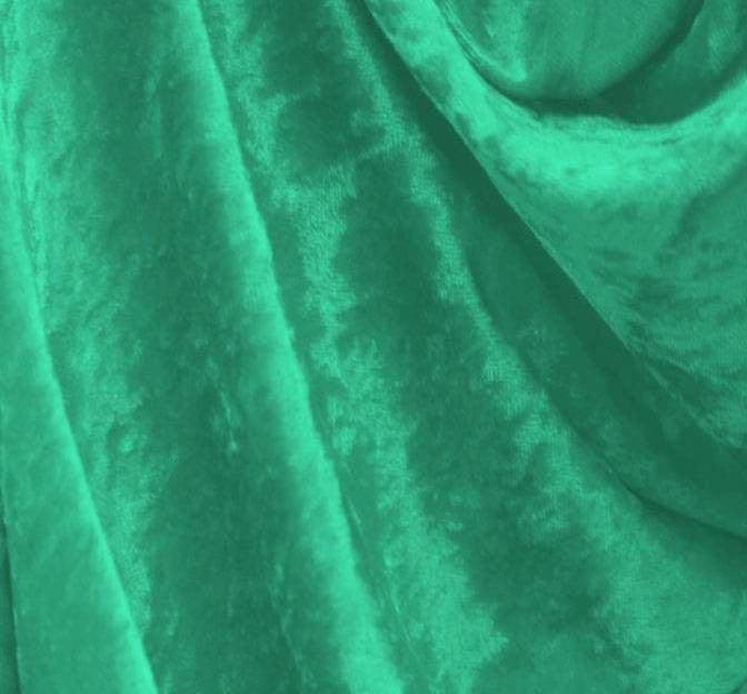 Crushed Panne Velour Polyester Fabric - Mermaid Green, Crushed Texture, 58/60" Width