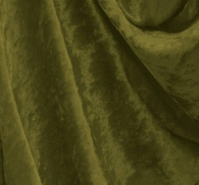 Crushed Panne Velour Polyester Fabric - Olive, 58/60" Width