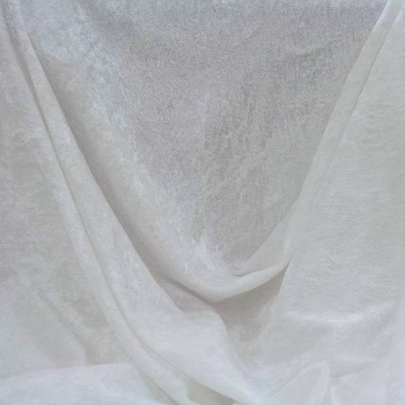 1 Yard Stretch Crushed Velvet Fabric Optic White Drapey Apparel Textile width