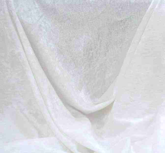 Crushed Panne Velour Polyester Fabric - White, 58/60" Width