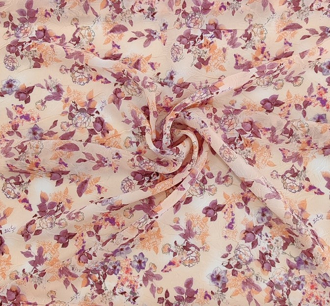 Chiffon Crinkle Print D#849-13121 100 Percent Polyester Fabric - Color 003, 53" Width (1 Yard)