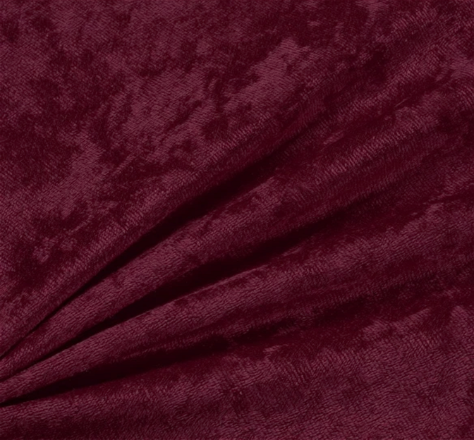 Crushed Panne Velour Polyester Fabric - Eggplant, Crushed Finish, 58/60" Width
