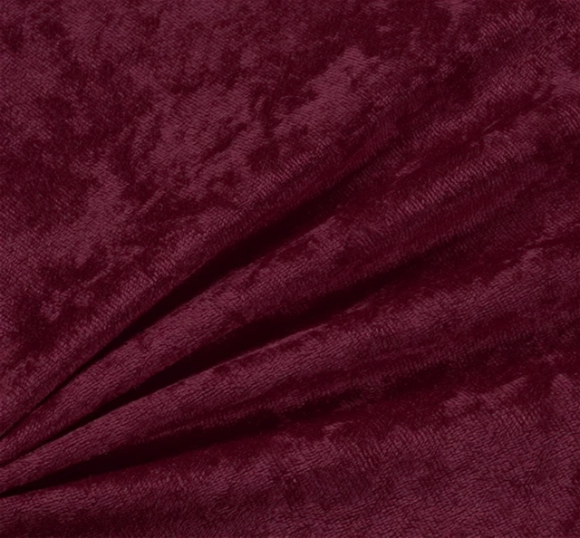 Crushed Panne Velour Polyester Fabric - Eggplant, Crushed Finish, 58/60" Width