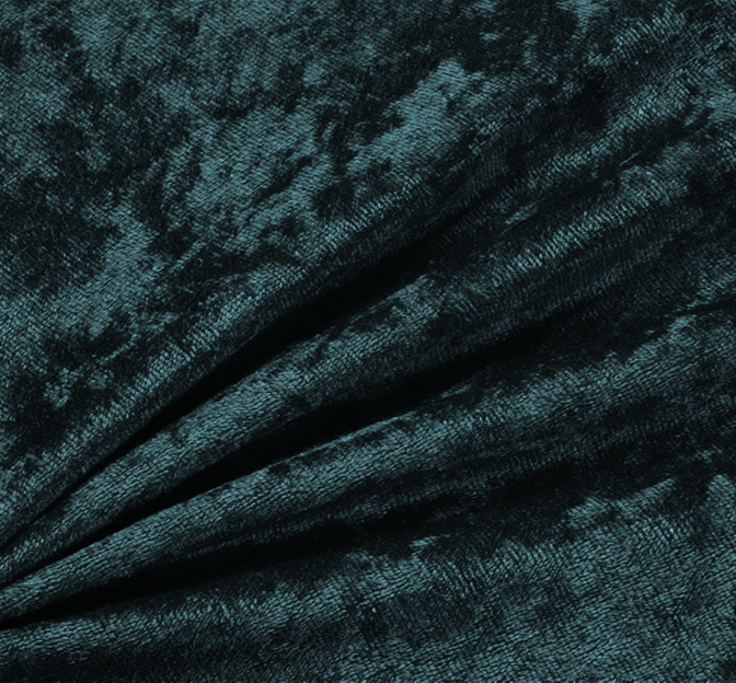 Crushed Panne Velour Polyester Fabric - Hunter Green, Crushed Finish, 58/60" Width
