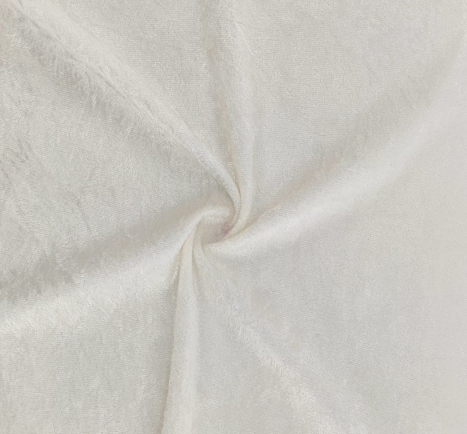 Crushed Panne Velour Polyester Fabric - Ivory, 58/60" Width (1 Yard)