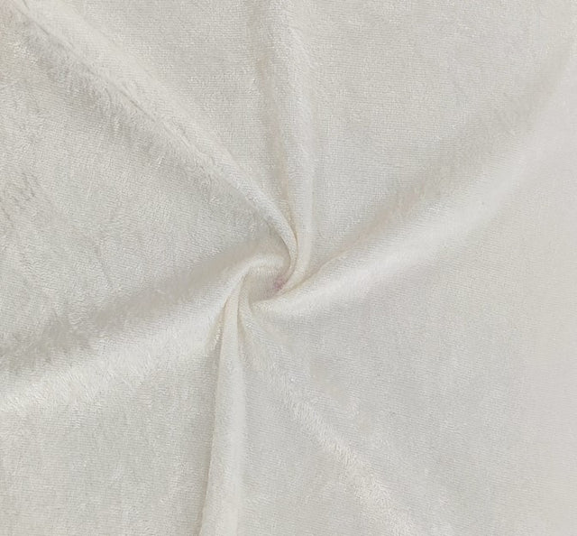 Crushed Panne Velour Polyester Fabric - Ivory, 58/60" Width (1 Yard)