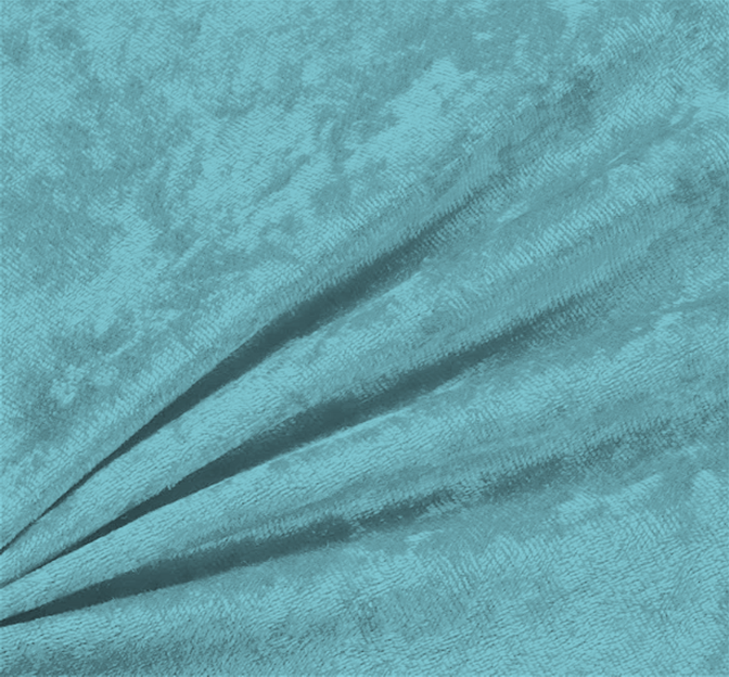 Crushed Panne Velour Polyester Fabric - Light Teal, Crushed Finish, 58/60" Width