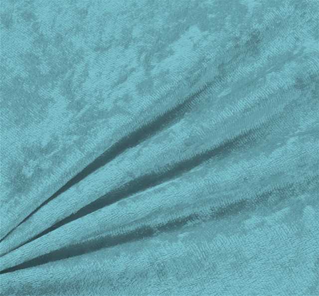 Crushed Panne Velour Polyester Fabric - Light Teal, Crushed Finish, 58/60" Width