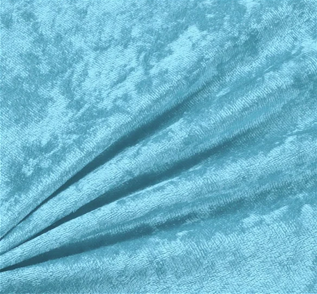 Crushed Panne Velour Polyester Fabric - Turquoise Crushed Finish, 58/60" Width