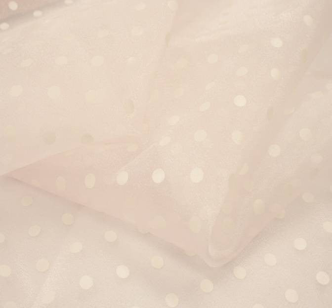 Crystal Organza Pink With White Dots - Polyester Organza Fabric, Pink With White Dots, 58/59" Width (1 Yard)
