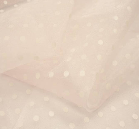 Crystal Organza Pink With White Dots - Polyester Organza Fabric, Pink With White Dots, 58/59" Width (1 Yard)