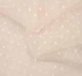 Crystal Organza Pink With White Dots - Polyester Organza Fabric, Pink With White Dots, 58/59" Width (1 Yard)