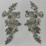 1 Pair 12" x 5" Each Side Crystal Rhinestone Beaded & Corded Lace 100% Polyester