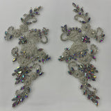 Rhinestone Lace Applique Pair 100% Polyester