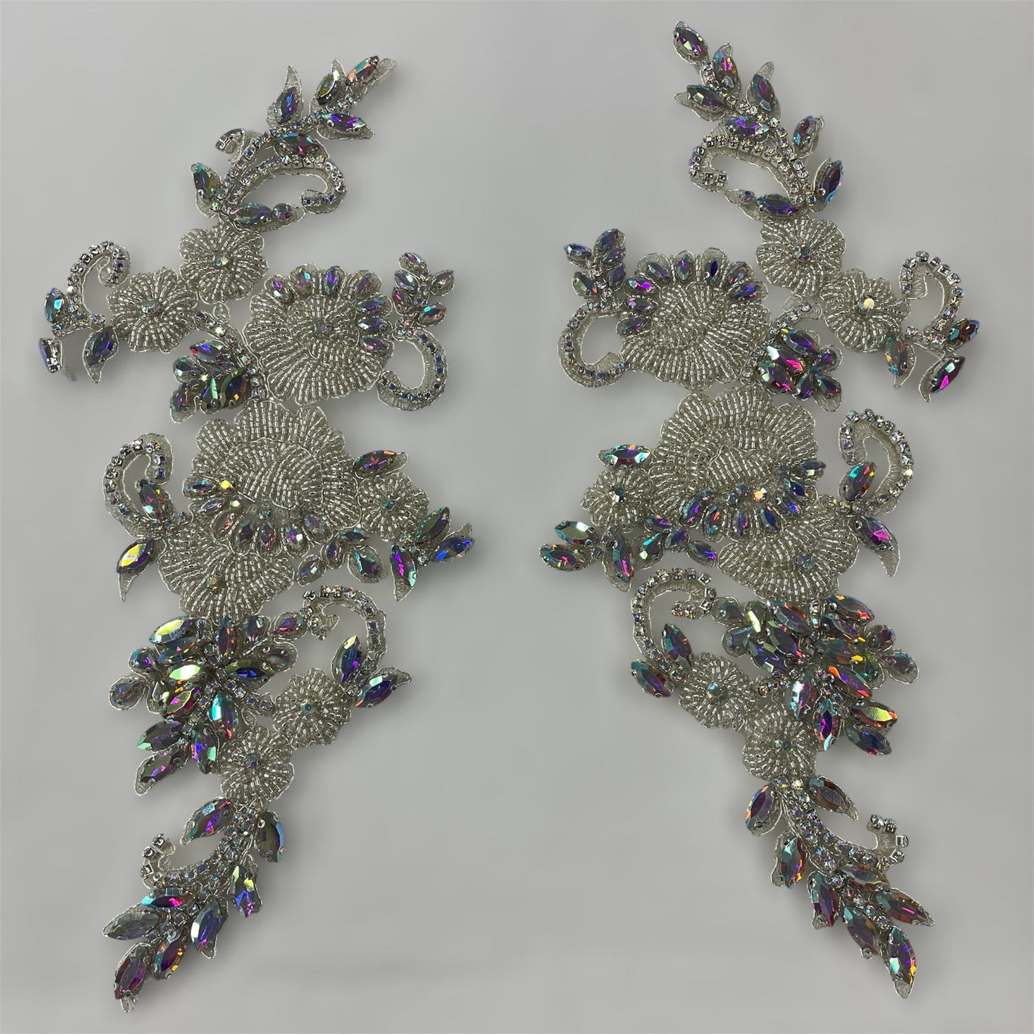 Embroidered Rhinestone Floral Applique