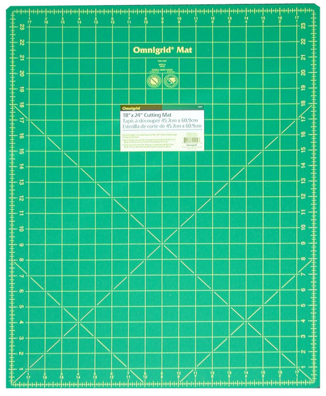 Cutting Mat Omnigrid Green with Yellow Grid 18in x 24in