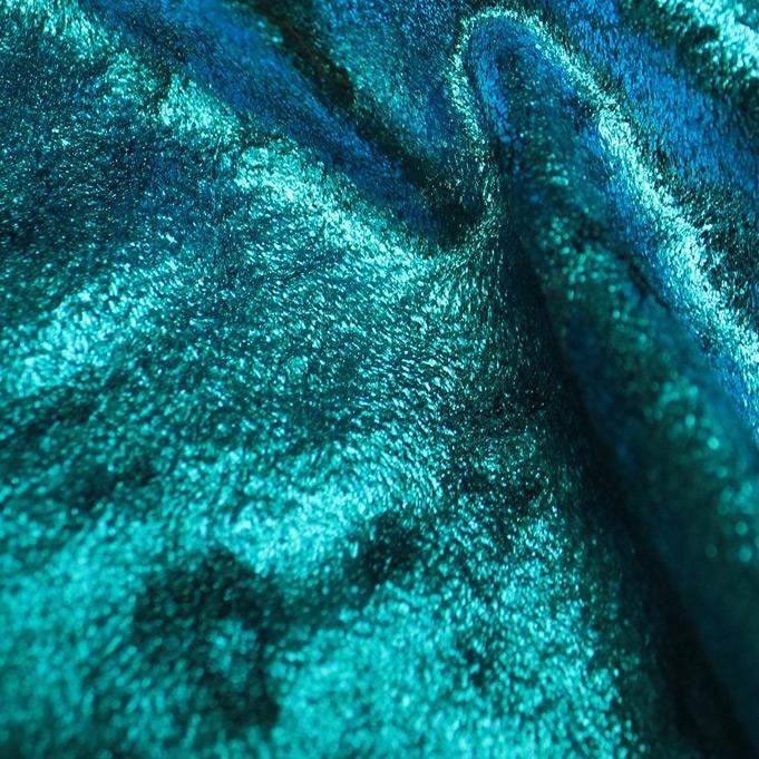 D Isis Foiled Stretch Velvet Fabric - Cobalt Blue, All-Over Foil, 56" Width (1 Yard)