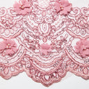 1 Yard Tulle Lace Fabric with 3D Embroidered Applique Design, 52" Wide