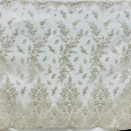 Beaded Lace Embroidered Mesh Gold Silver