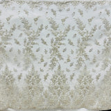 1 Yard Beaded Embroidered Lace Fabric on Polyester Net Mesh, 52" Wide