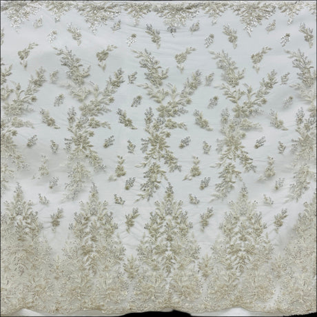 Beaded Lace Fabric on Polyester Net Mesh