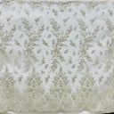 Beaded Lace Fabric Embroidered On 100 Percent Polyester Net Mesh - Gold, Silver, 52" Wide (1 Yard)