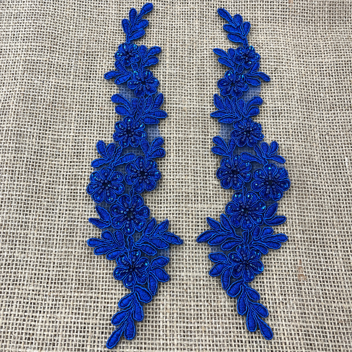 Beaded Corded Floral Lace Applique