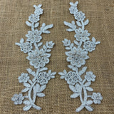 Beaded Corded Floral Lace Applique 100% Polyester Net Mesh