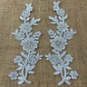 Beaded Corded Floral Lace Applique 100% Polyester Net Mesh