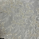Beaded Bridal Lace Fabric on Polyester Satin 54"