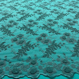 1 Yard Beaded Lace Fabric Embroidered on 100% Polyester Net Mesh 52" Wide