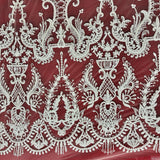 Beaded Embroidered Lace Mesh Fabric