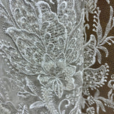 Beaded Lace Embroidered Ivory Mesh