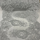Corded Embroidered Lace Trim 12.5" Wide